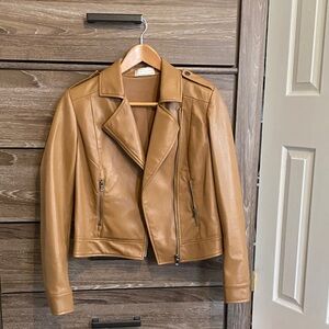 Elie Tahari Cognac Leather Moto Jacket